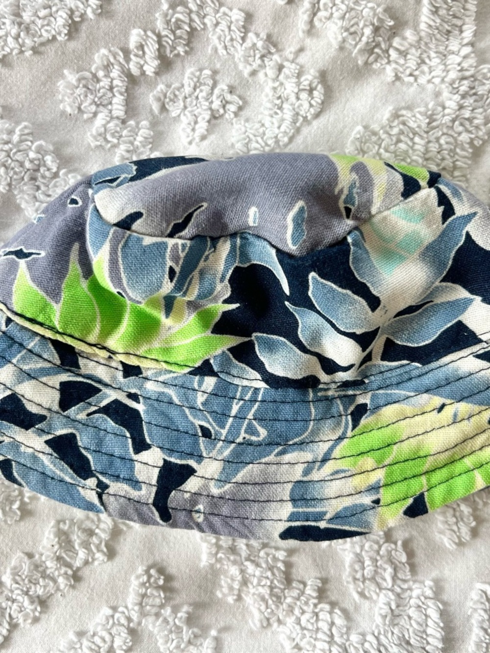 Linen Baby Bucket Sun Hat Tropical Volcom 6-9 Months With Chin Strap